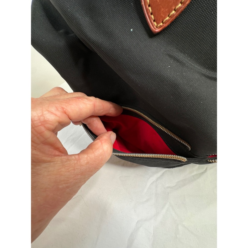 Dooney & Bourke Black Nylon Leather Trim Satchel Crossbody Bag Front Zip Pockets - Picture 10 of 16